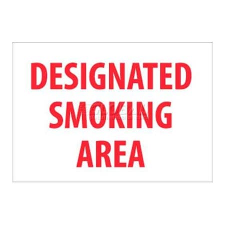 National Marker Co NMC No Smoking Area Sign, Designated Smoking Area, 10in X 14in, White/Red M701RB